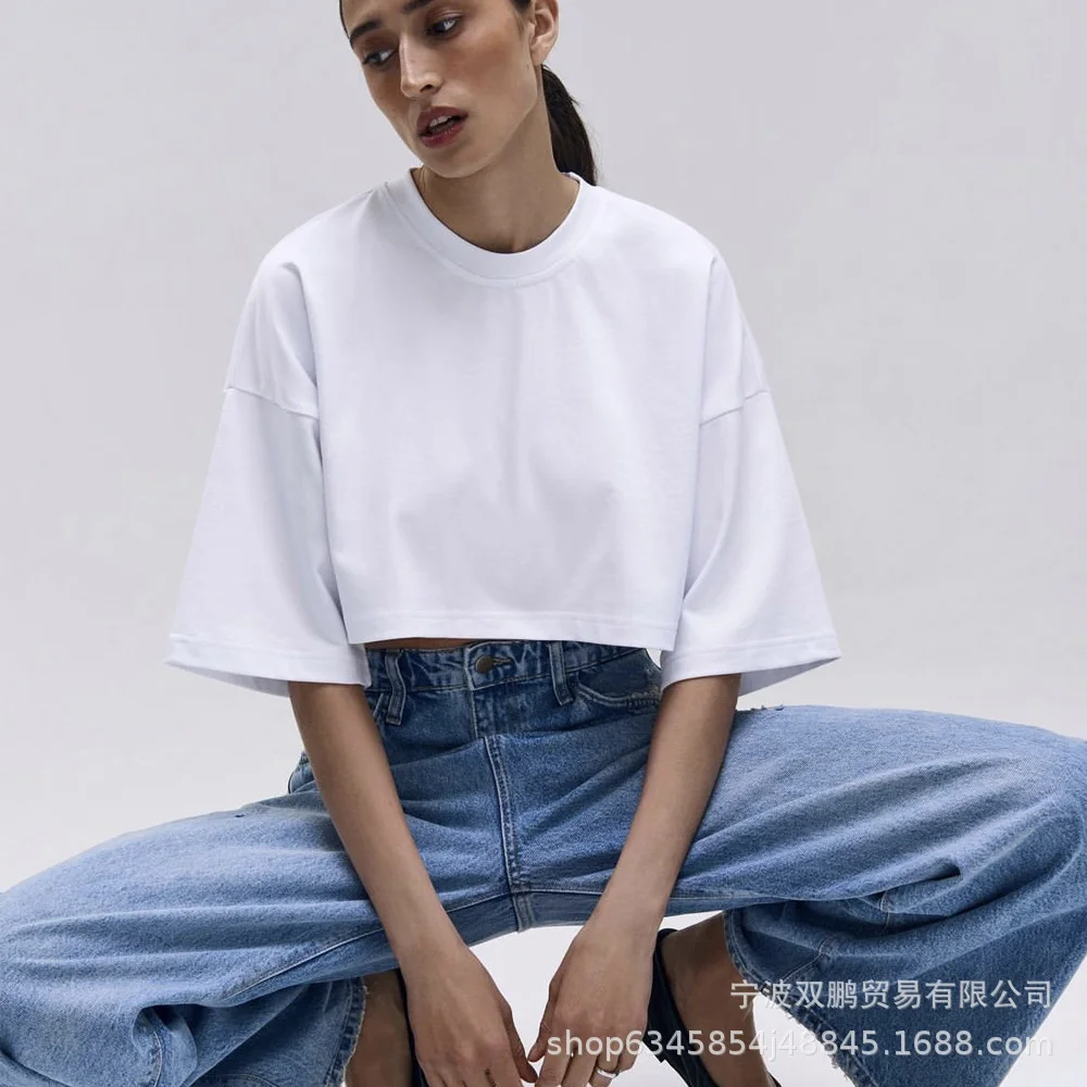 Athvotar Athvotar Spring Summer New Pure Color Short T-Shirt Women Hot Y2K Cotton Short-Sleeved Top Hot Babes