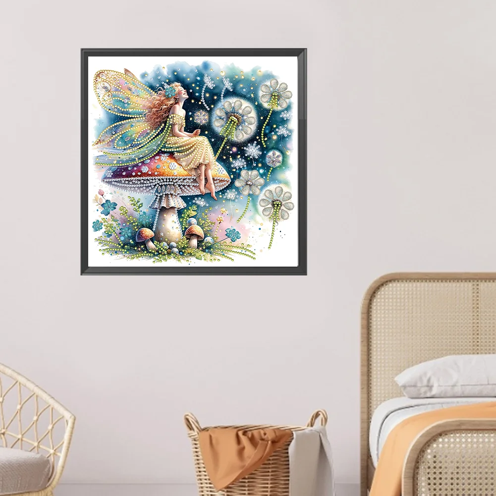 Partial Round Diamond Painting 30*30cm - Dandelion Mushroom Elf