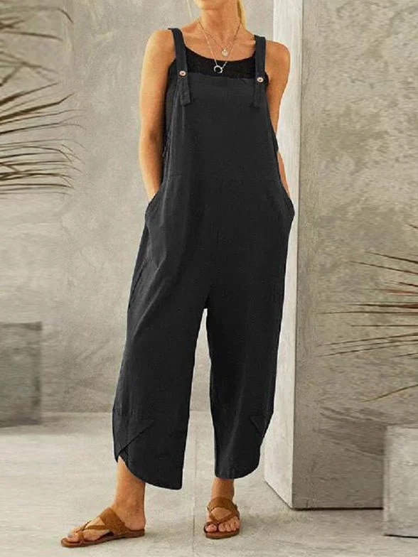 Women's Jumpsuits Casual Solid Pocket Bib Jumpsuit