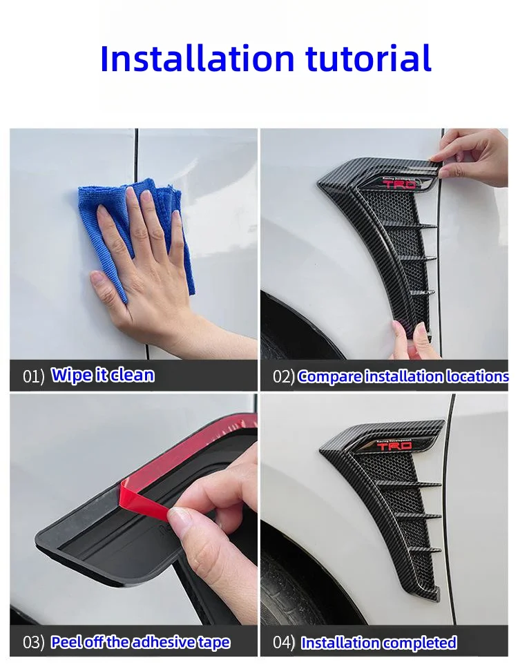 Car carbon fiber pattern side wing decorative stickers