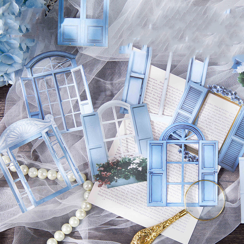 콜라주 카드 - 플라워 윈도우 드림 위빙 시리즈 빈티지 할로우 윈도우