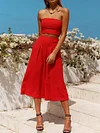 Solid Color Bandeau Wide Leg Suits