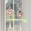 2Pcs Diamond Painting Wooden Double Sided Santa Claus Snowman Hanging Tassel Pendant