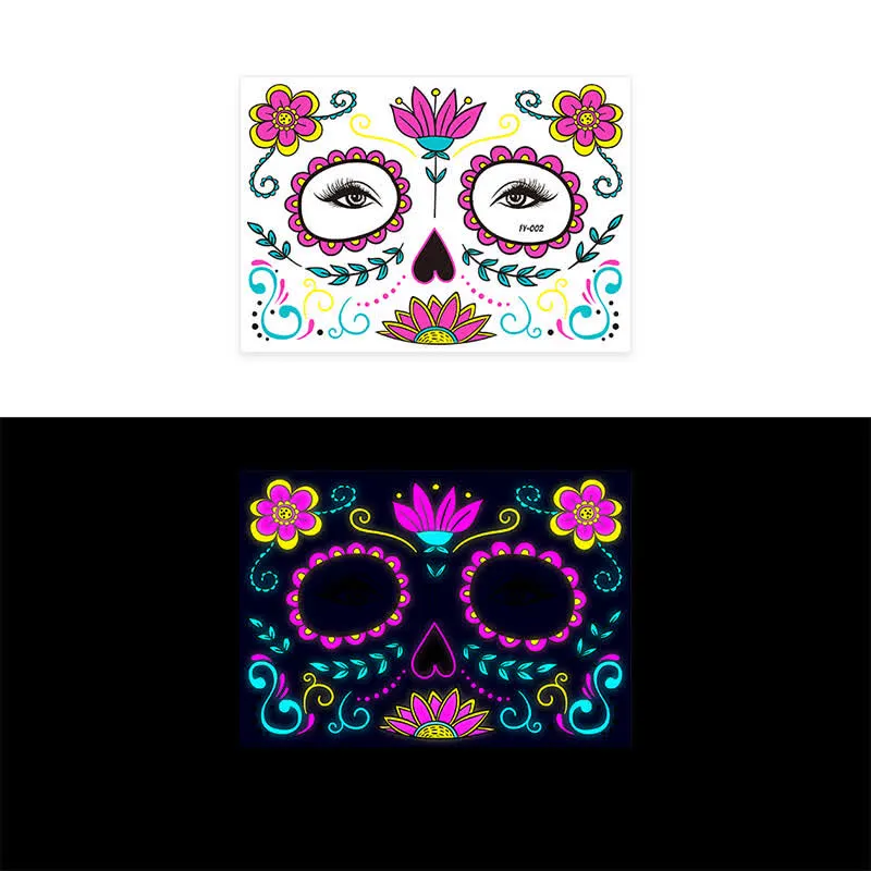 8 Sheets Halloween Funny Luminous Temporary Tattoos Stickers