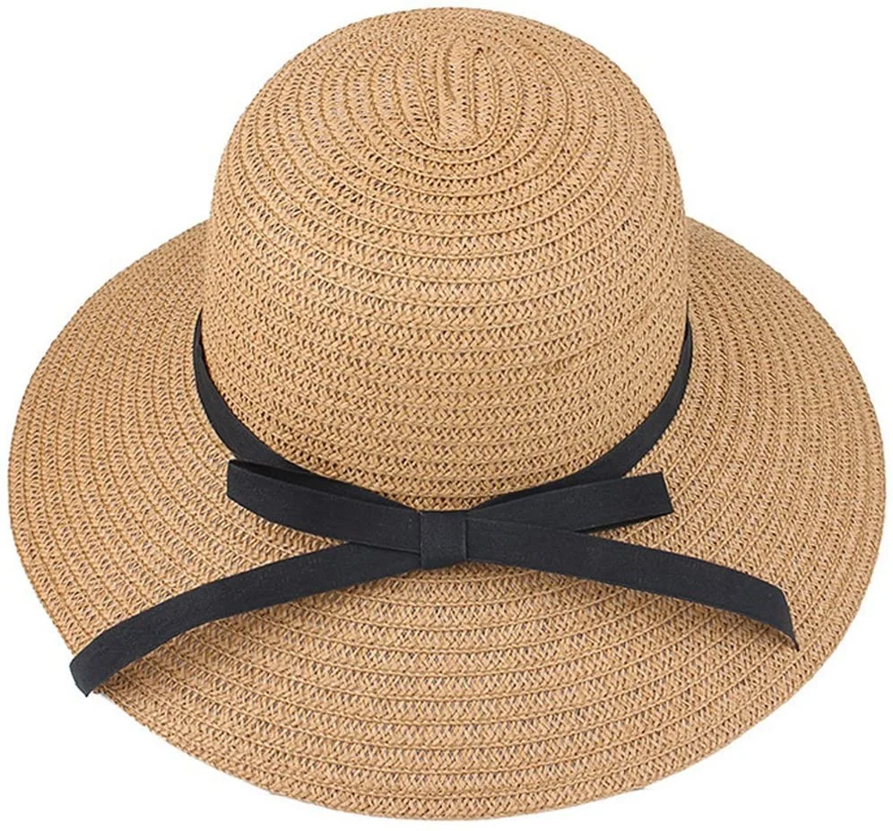 Women Ladies Straw Sun Visor Hat Wide Brim Foldable Summer Beach Cap