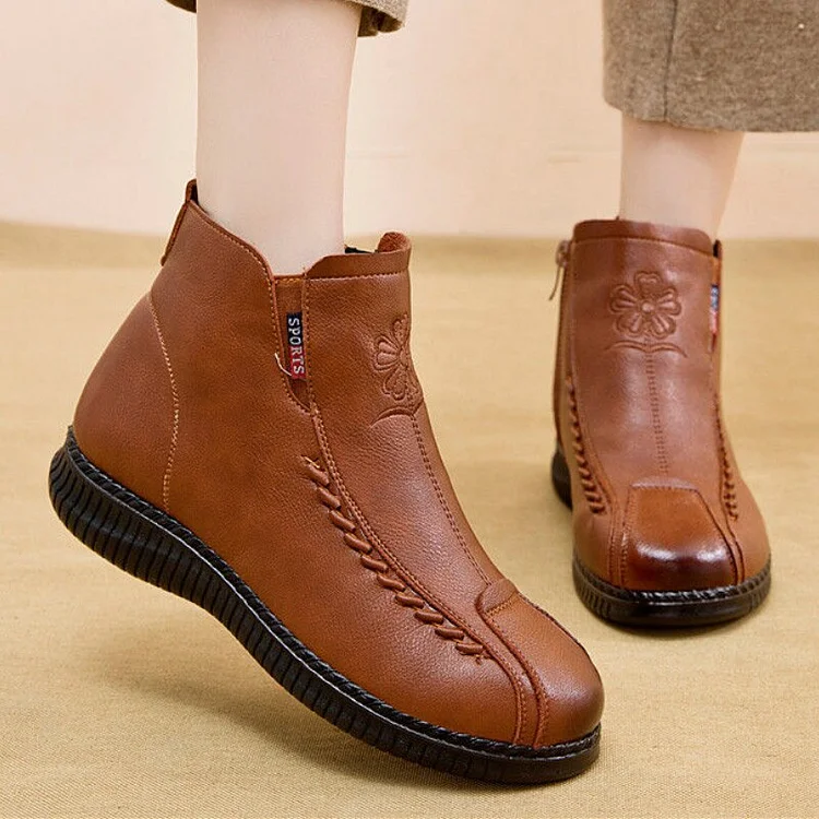 Women Boots Retro Shoes Ladies Soft Leather Ankle Boots QueenFunky