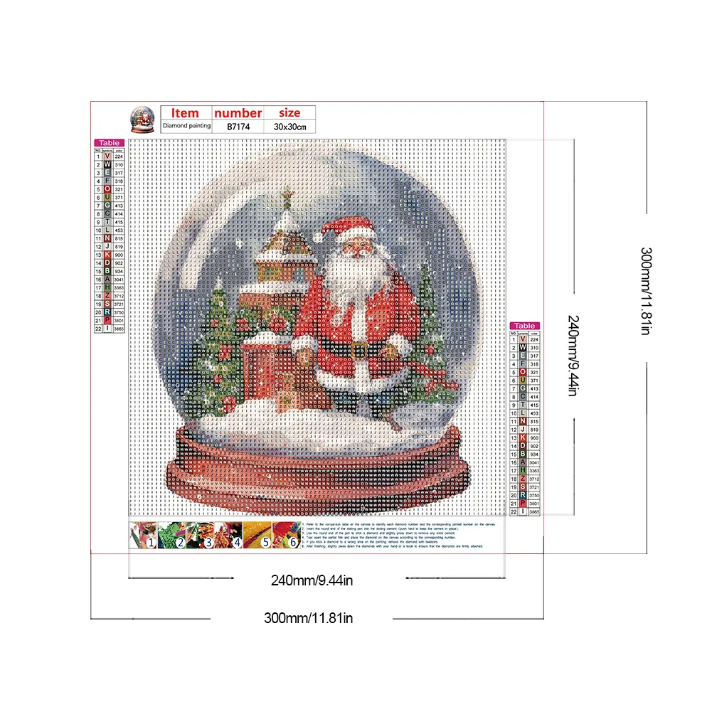Diamond Painting - Full Round Drill - Santa Claus Crystal Ball(Canvas|30*30cm)
