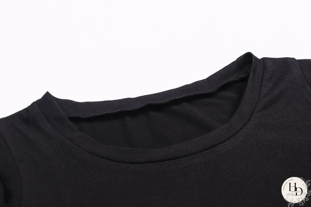 Crew Neck Regular Fit Casual Frill Sleeve Tops