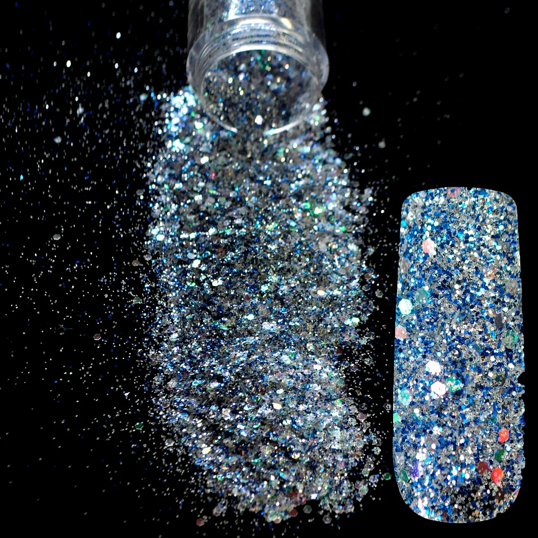 Snow White Glitter Nail Art Tool DIY Glitter Mix Manicure 3D Powder Small Pentagon Sequins Nail Supplies Decoration 270-Nail Inspo