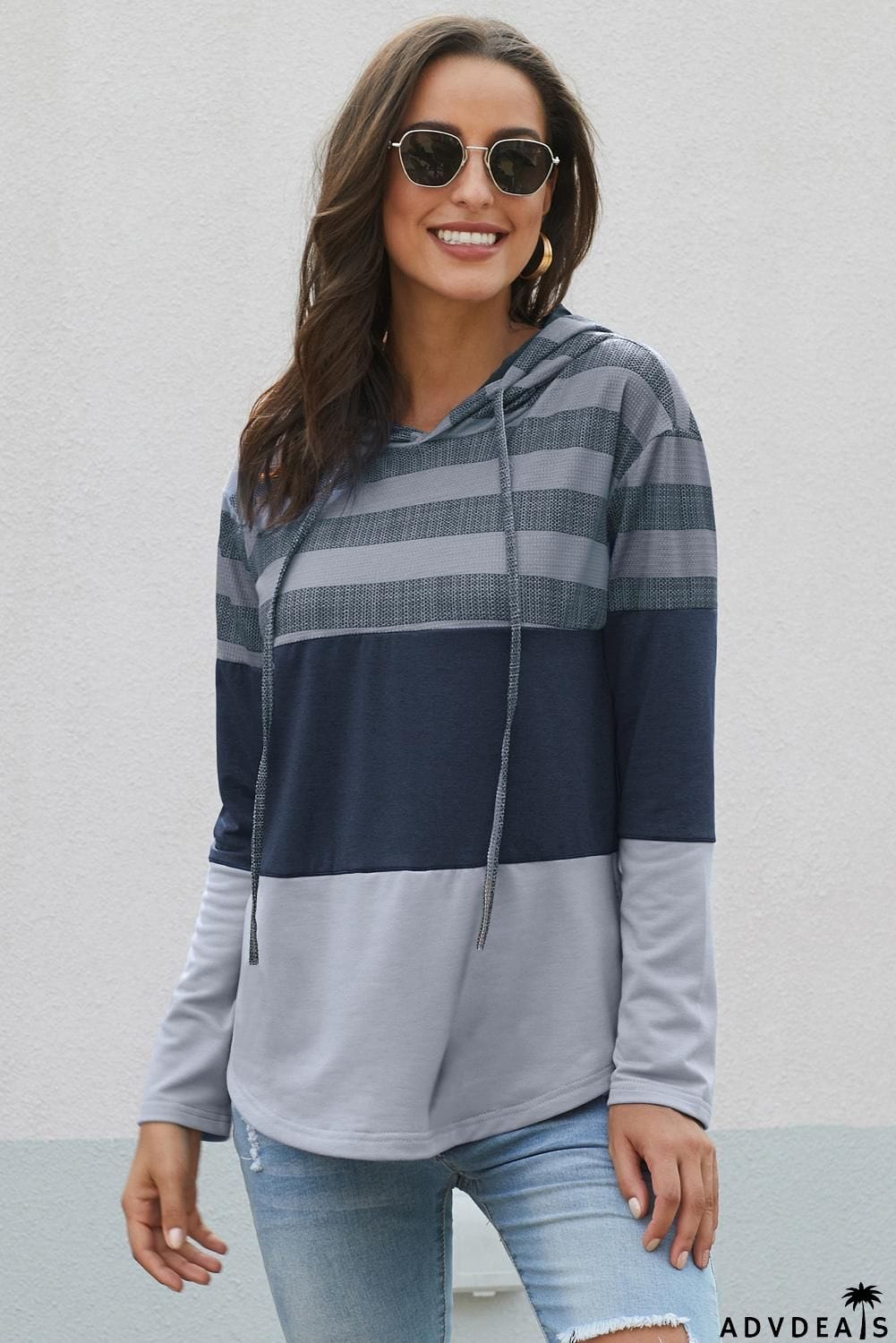 Color Block Drawstring Hoodie