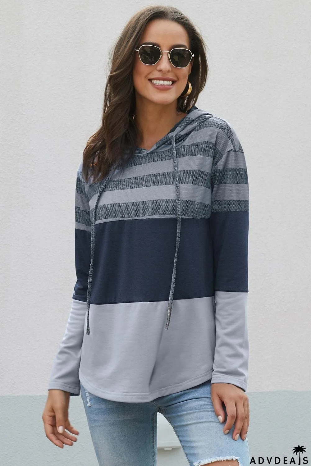 Color Block Drawstring Hoodie