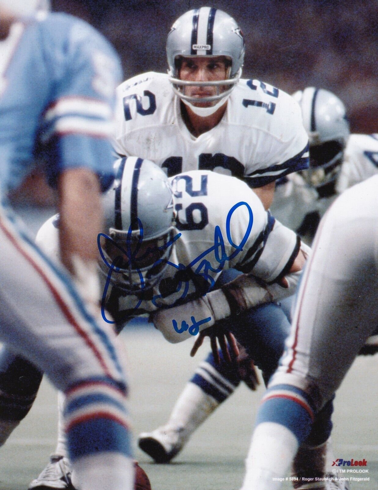 JOHN FITZGERALD DALLAS COWBOYS ACTION SIGNED 8x10