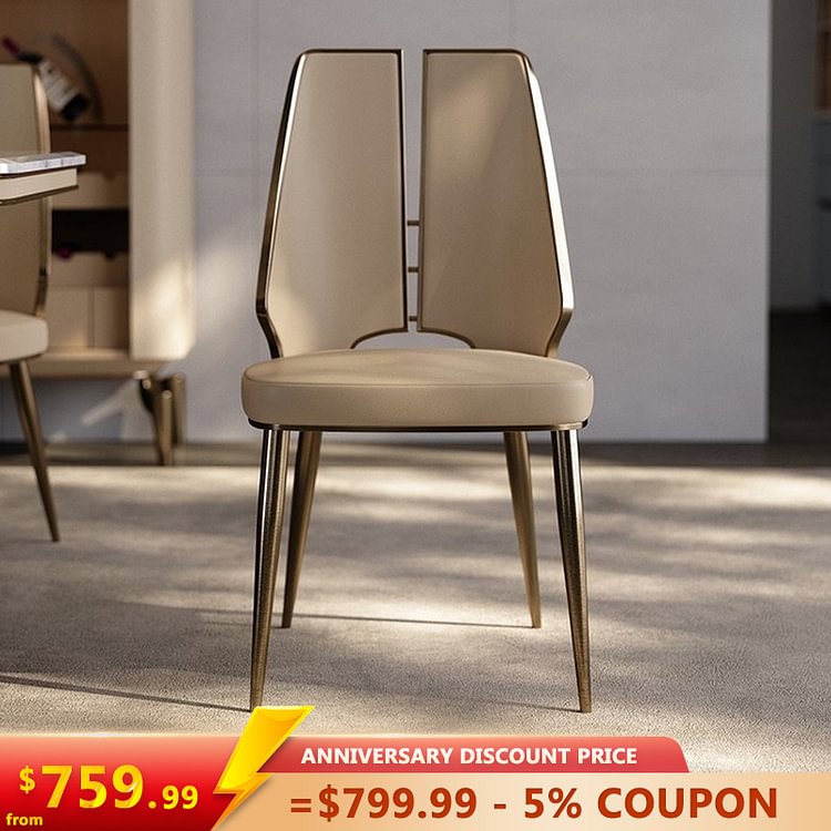 Homemys Modern Dining Chair Upholstered Gold Finish With Metal Legs