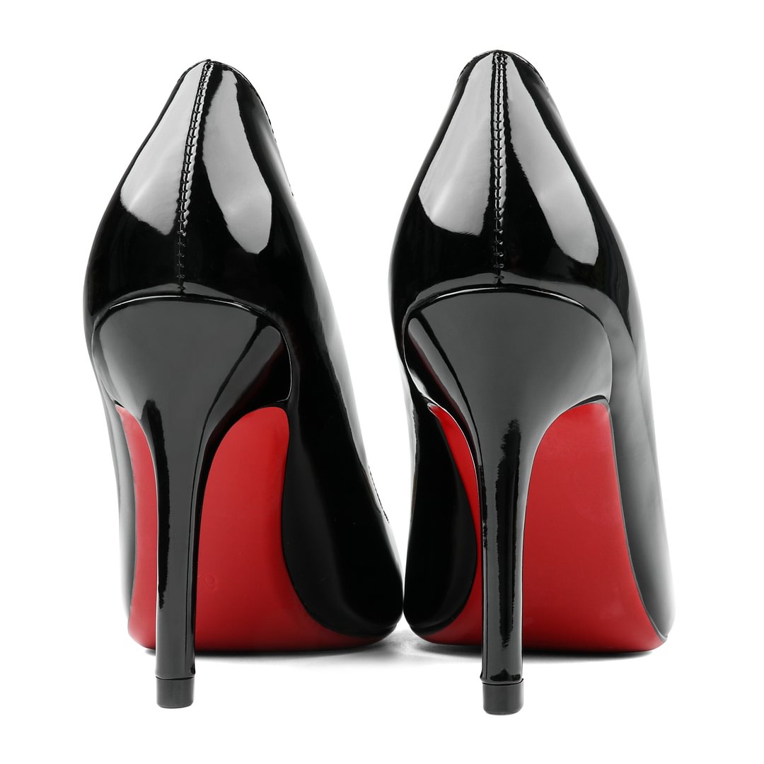90mm Women's Pointed Toe Kitten Heels Hot Chick Red Bottom Stiletto Pumps for Wedding-MERUMOTE
