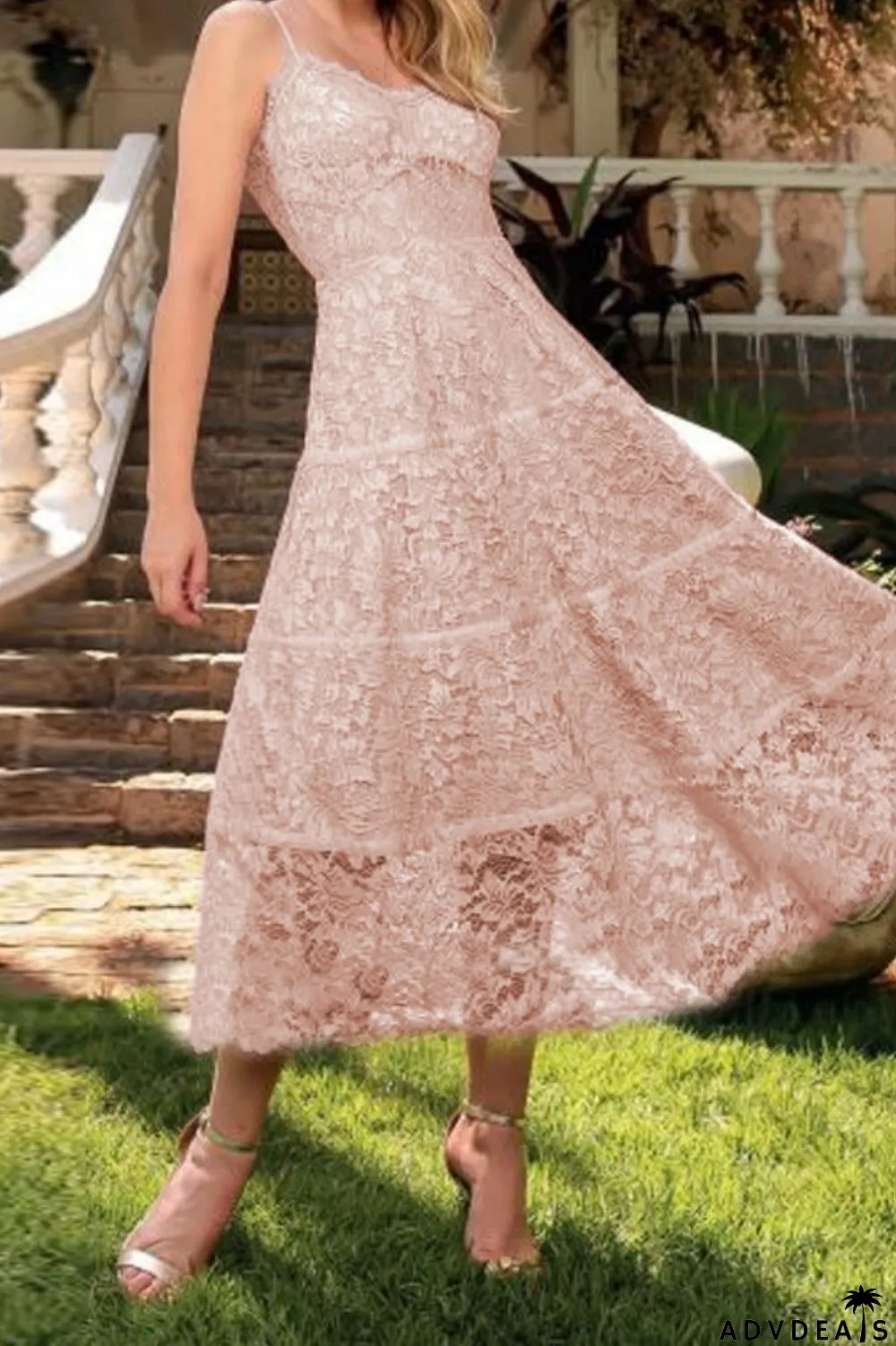 Fashion Retro Lace Sexy Party Temperament High Waist Slim A-Line Wedding Guest Dress