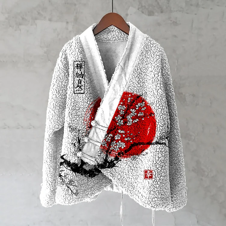 Vintage Sunrise  Japanese Art  Women's Kimono Cardigan