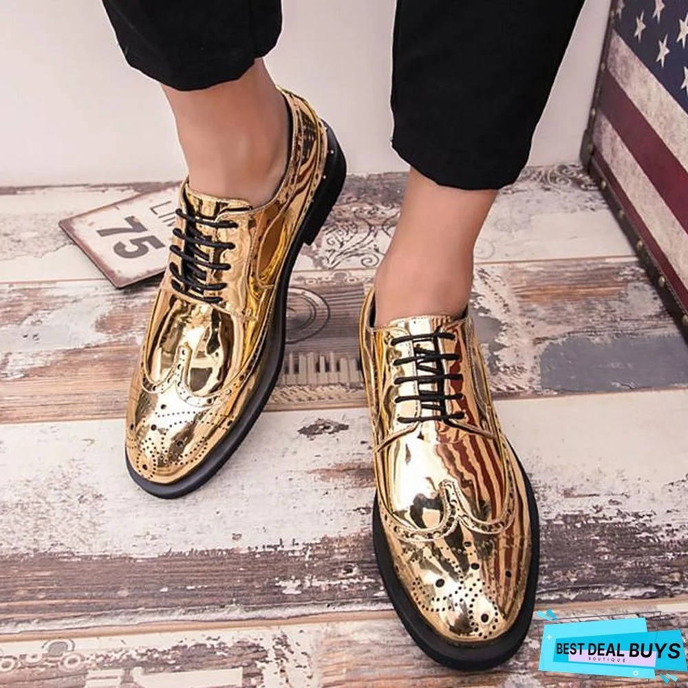 Men's Comfort Shoes Patent Leather Fall Oxfords Black / Gold / Silver / Outdoor