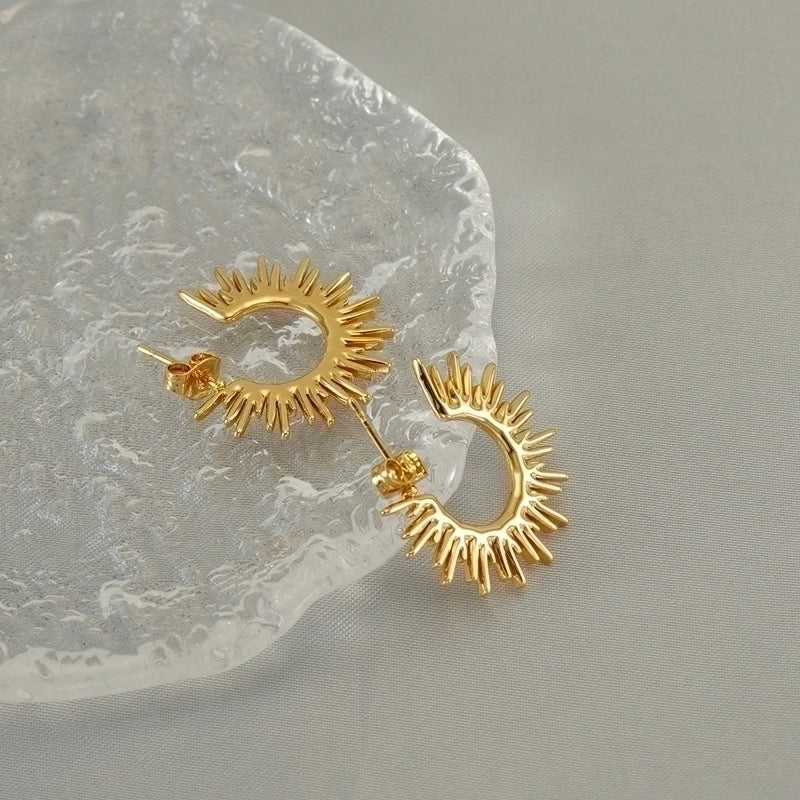 1 Pair Elegant Solid Color Plating Stainless Steel Titanium Steel 18K Gold Plated Ear Studs