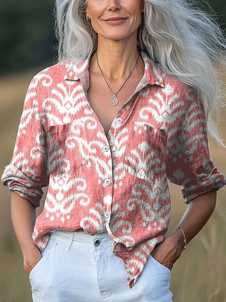 Women's  Flowers Art Print Casual Long Sleeve Comfortable Cotton Shirt