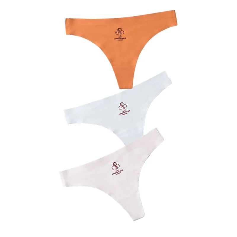 3pcs Women Thongs & G Strings Sexy Low-Rise Seamless Panties Ultra Thin Solid Thong Woman Invisible Plus Size Underwear Lingerie
