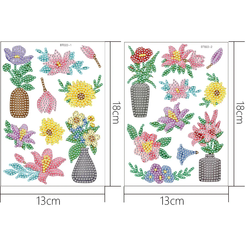 DIY New Diamond Painting Stickers Flowers Series (two small sheets)