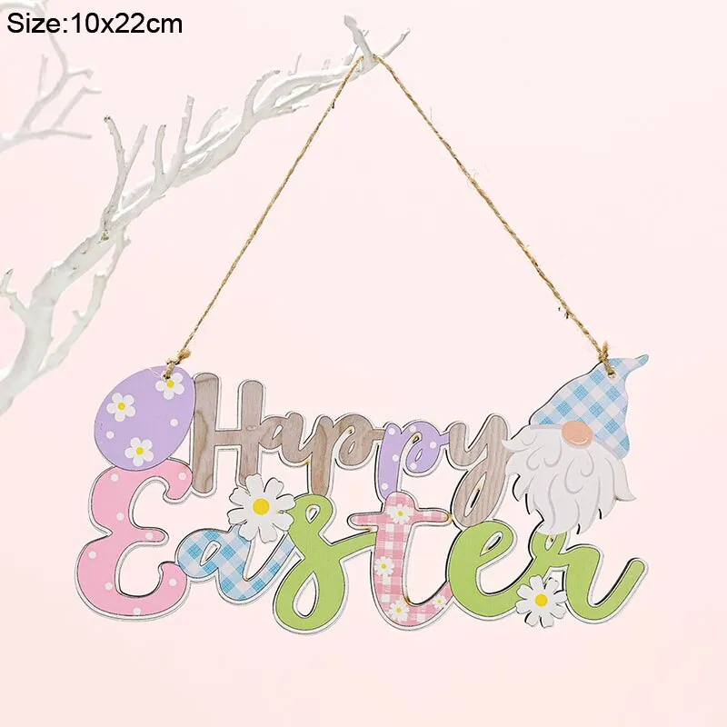 Easter Wooden Ornaments Decoration Cute Rabbit Bunny Egg Faceless Gnome Wood DIY Craft Spring Easter Home Decor Kids Gift Toy