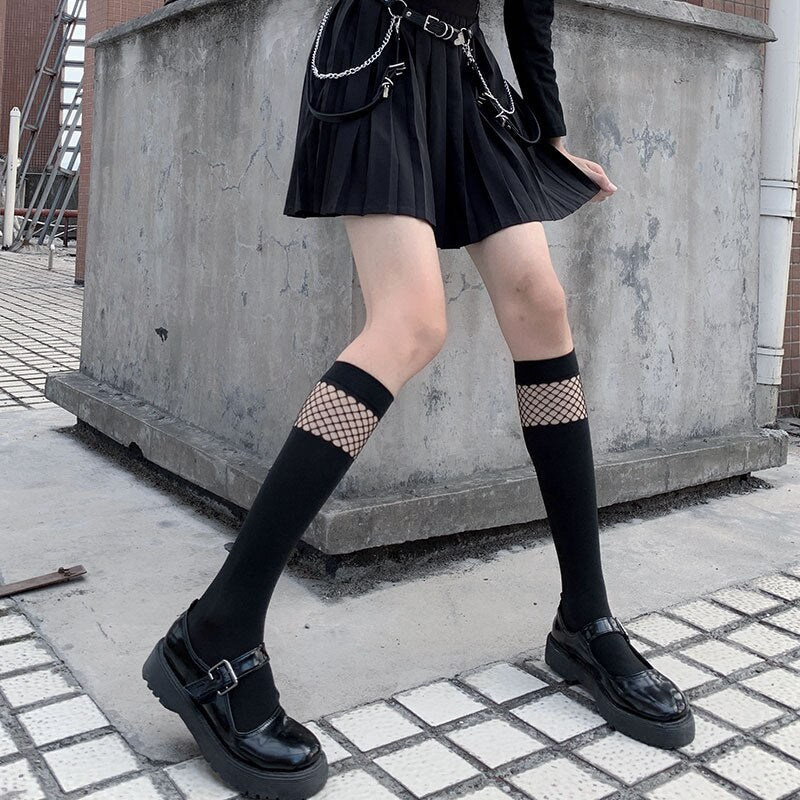 LANFUBEISI Summer Long Socks Knee Stockings JK Calf Socks Lolita Polka Dot Knee Socks White Black Silk Japanese Socks Thigh High Stockings LANFUBEISI
