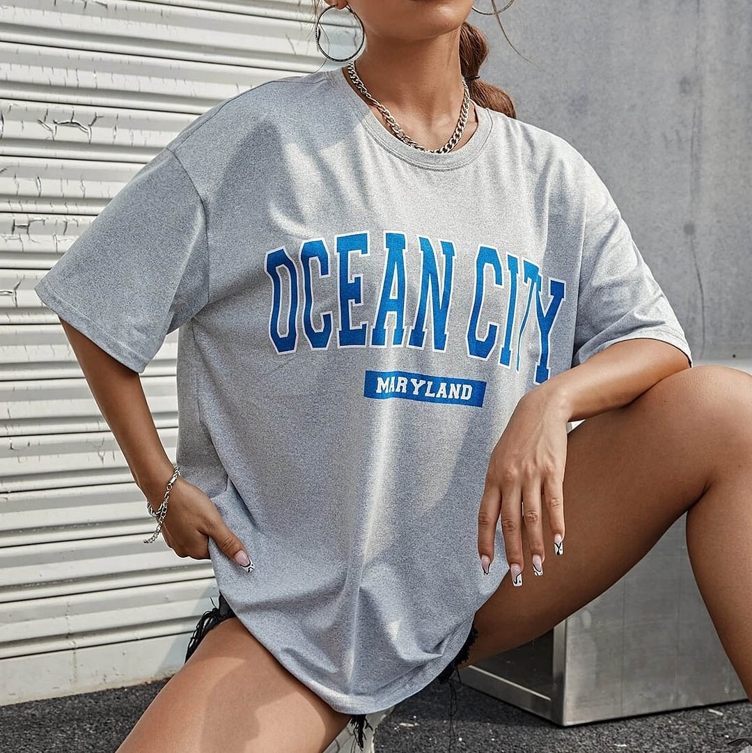 Women's Ocean City Print Oversized T-Shirt