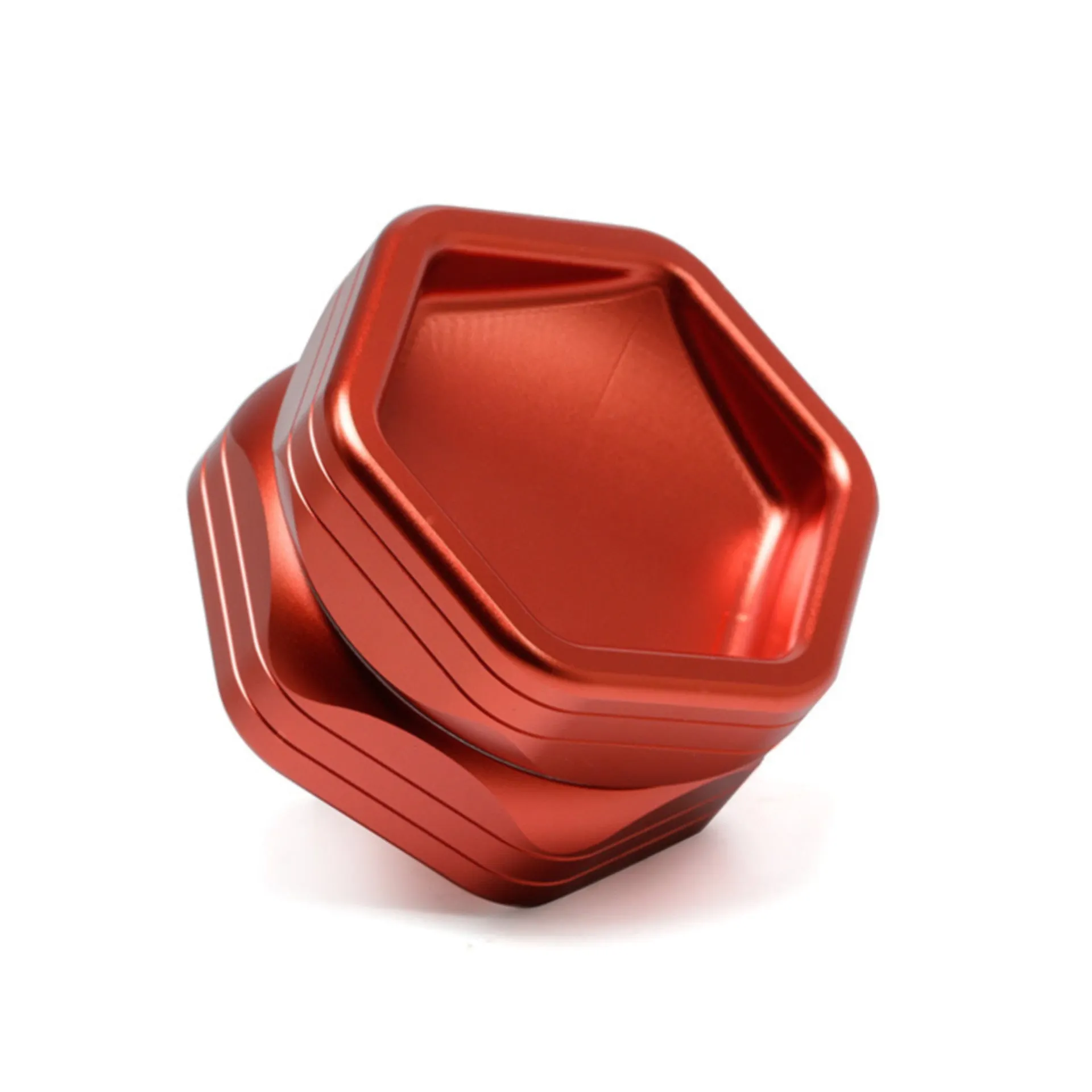 2-Layer Hexagon Aluminum Alloy Herb Crusher Grinder-Red Color