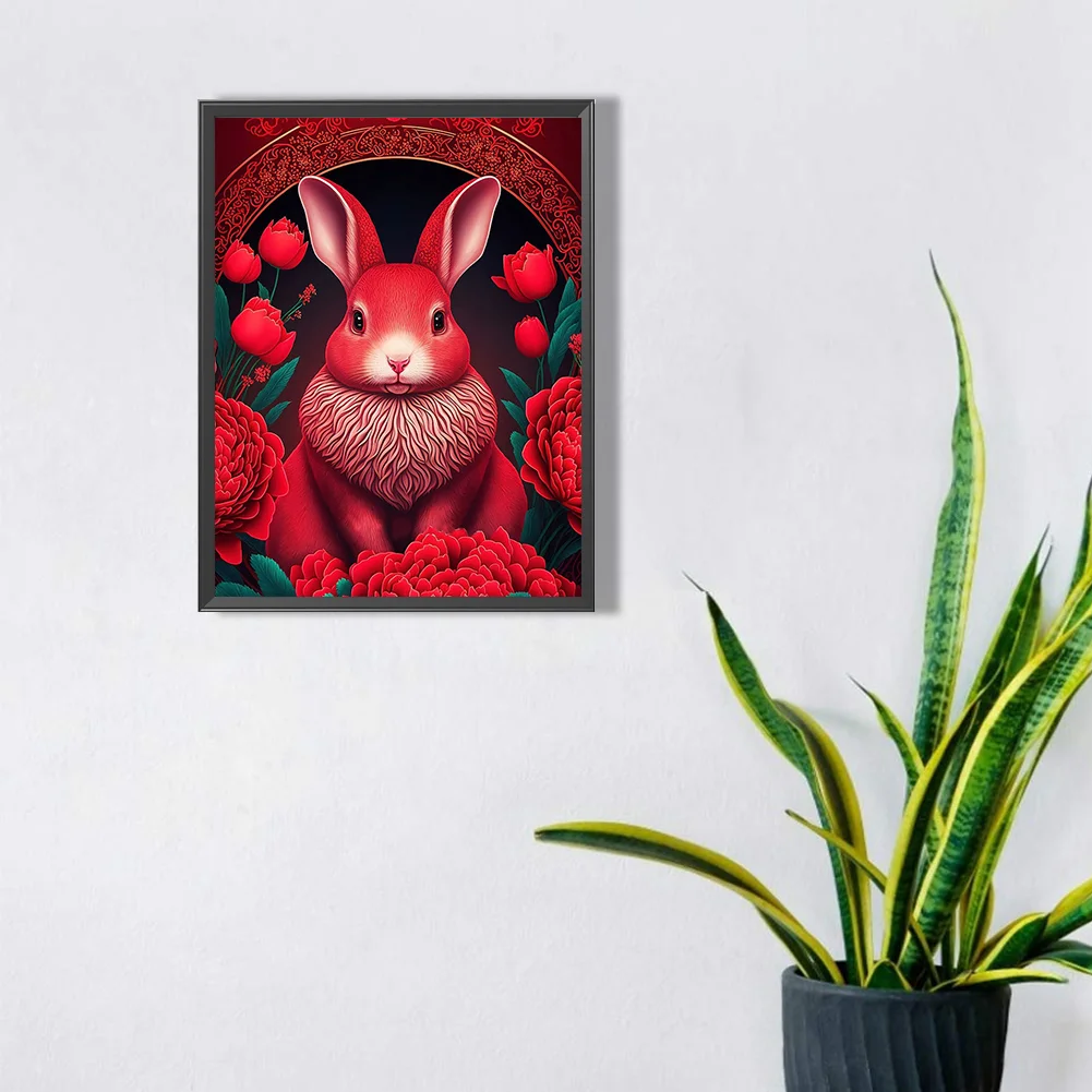 Full Round Diamond Painting 30*40cm - Red Golden Rabbit