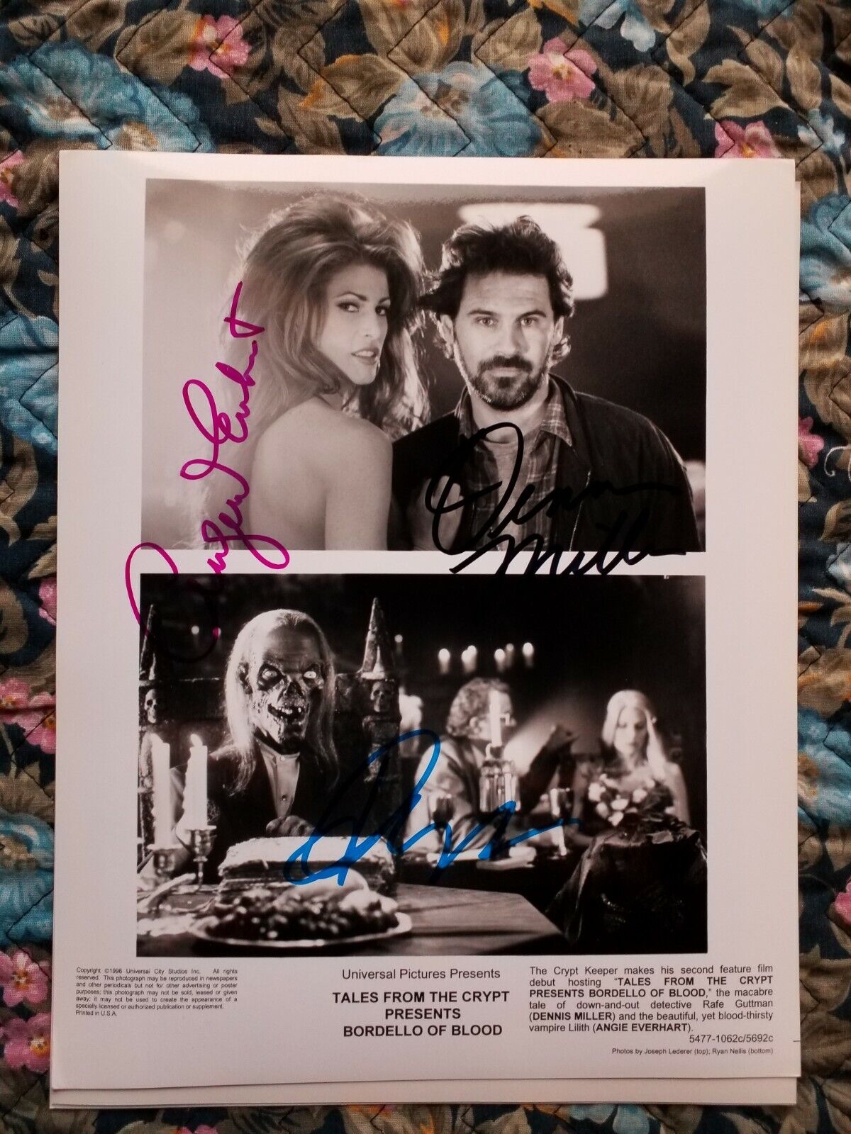 John Kassir Angie Everhart Dennis Miller Bordello of Blood Authentic Auto. 8x10