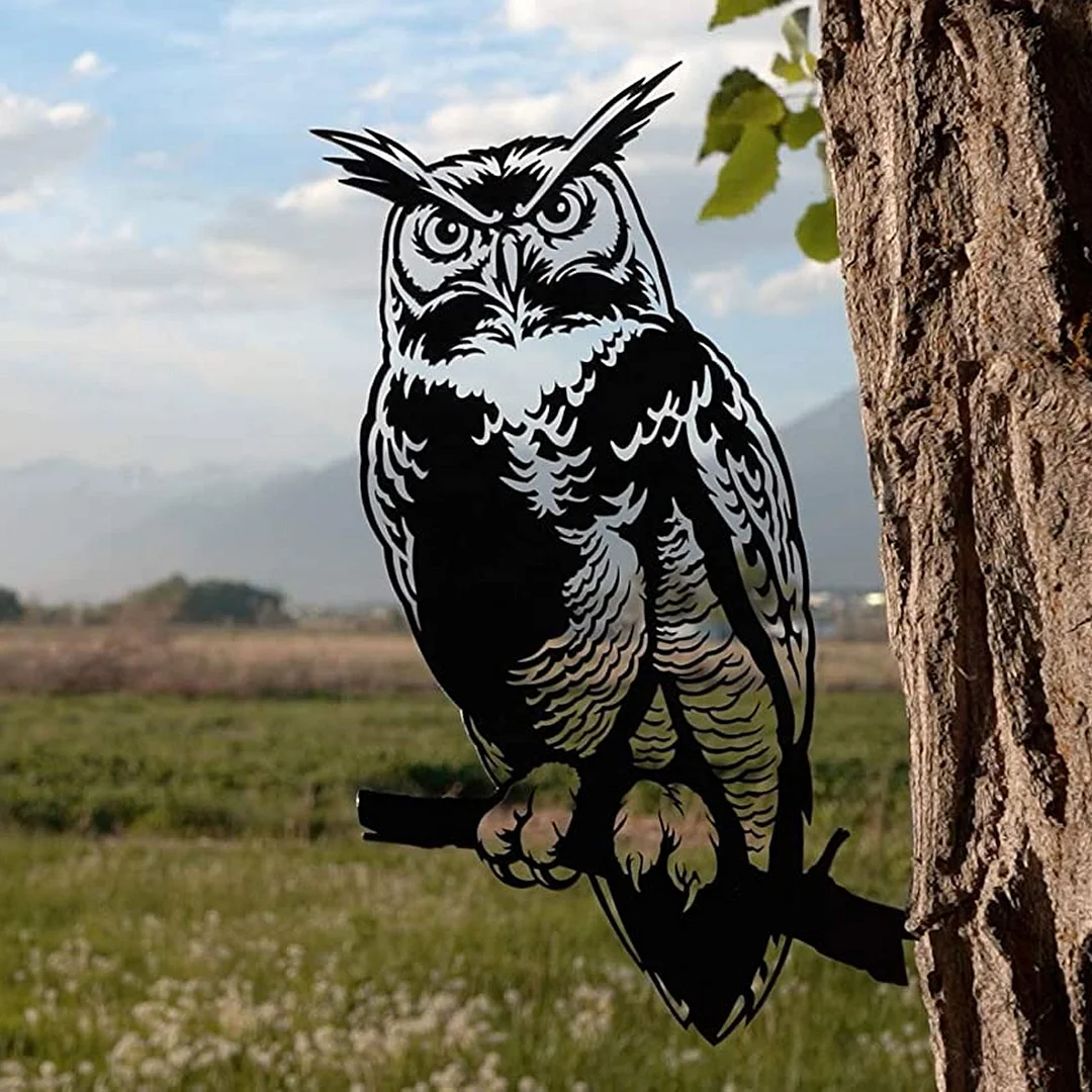 Black Metal Bird&Owl Silhouettes Garden Fence Decor 