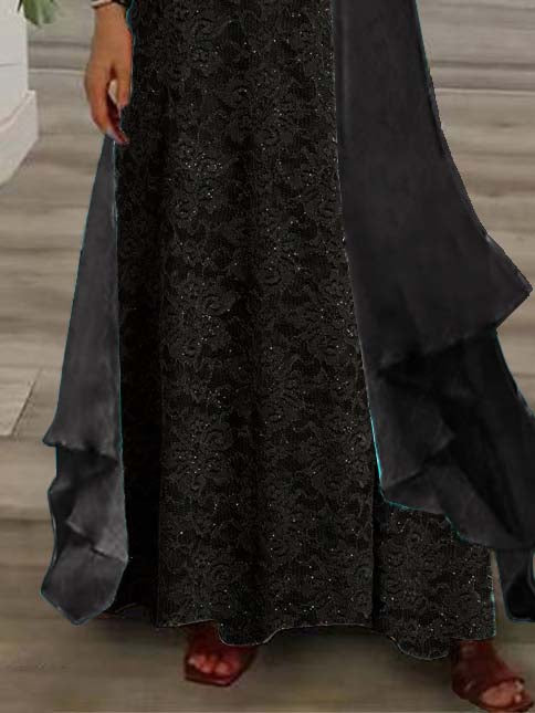 Women Half Sleeve V-neck Solid Color Dress