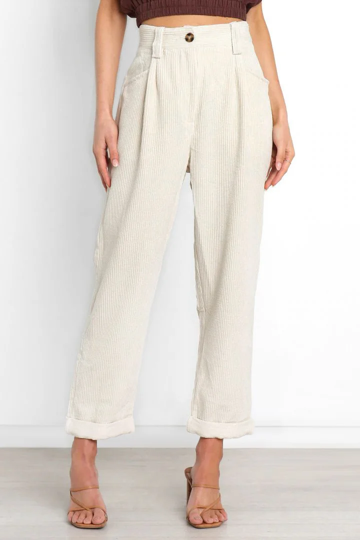 Casual Corduroy Pocket Cropped Straight-Leg Pants - yankia