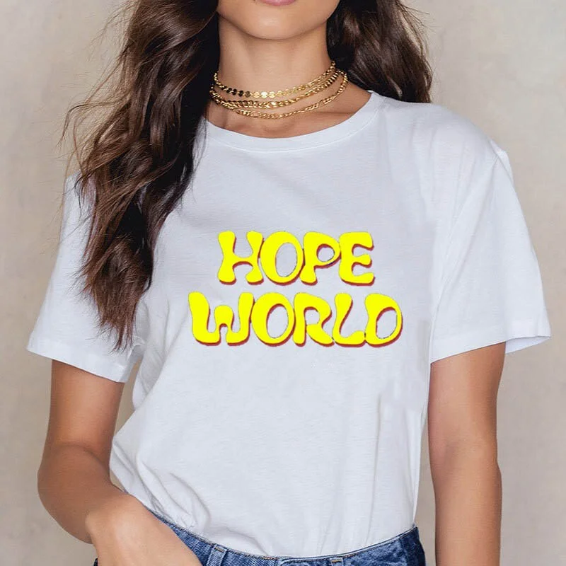 Female T-shirt harajuku shirts hope world clothes t shirt women tops friends vlone vintage stranger things ariana grande