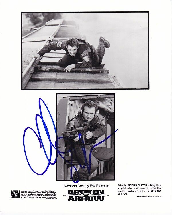 CHRISTIAN SLATER signed autographed BROKEN ARROW RILEY HALE 8x10 Photo Poster painting