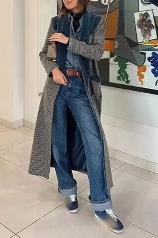Plaid Wool Style Commuter Overcoat