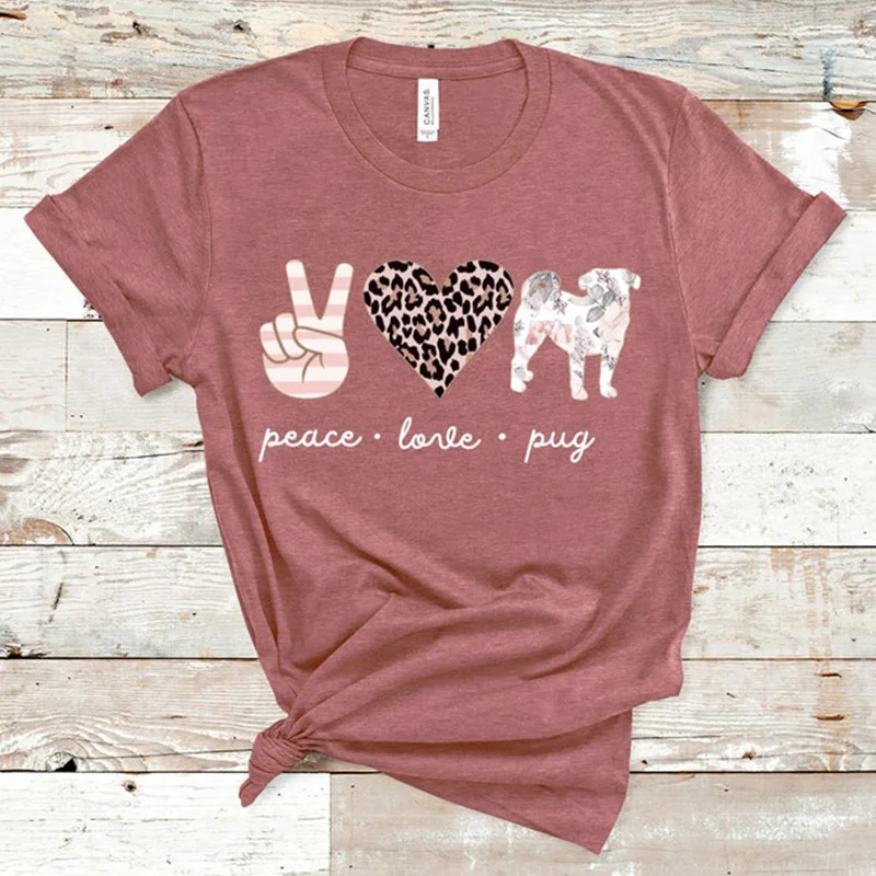 Peace love Pug Mama T- Shirt