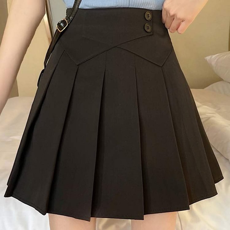 High Waist A-Line Pleated  Skirt - Modakawa modakawa