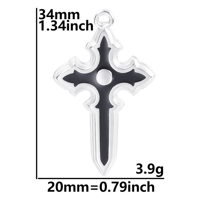 304 Stainless Steel 18K Gold Plated Basic Modern Style Classic Style Enamel Plating Cross Pendant Necklace