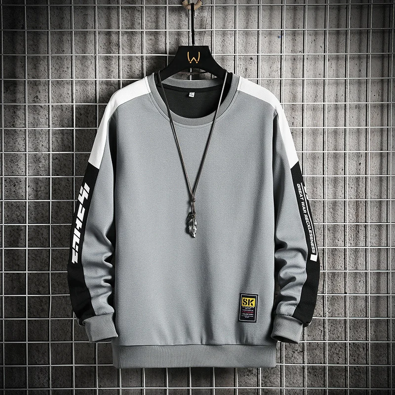 Patchwork Crew Neck Contrast Long Sleeve Sweatshirt Techwear Shop