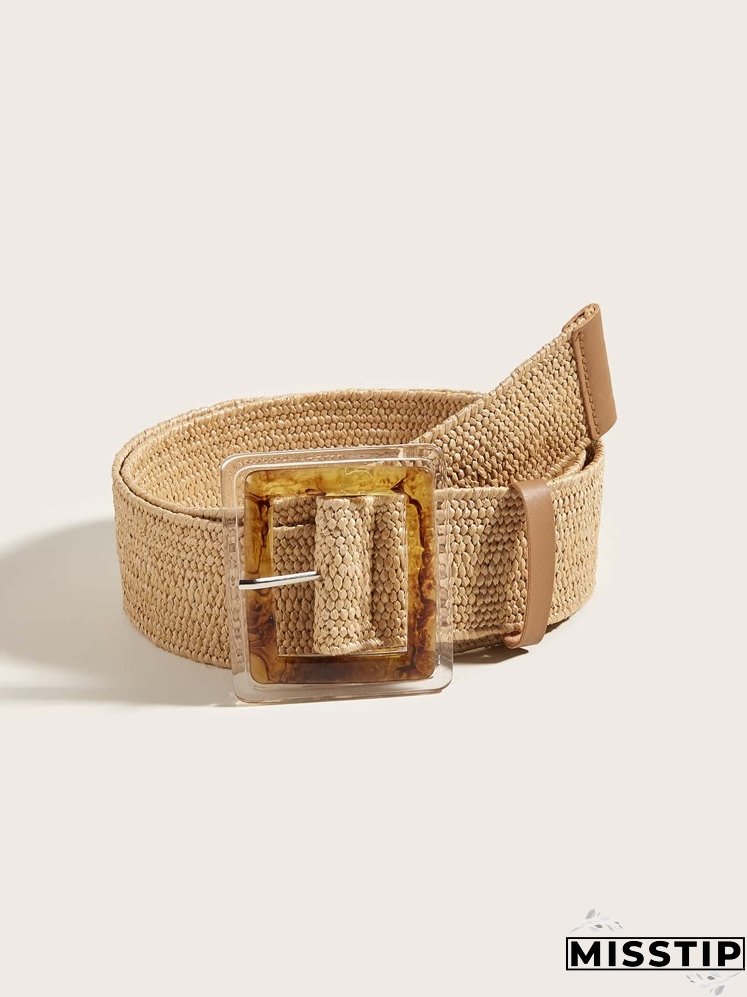 Square Buckle Woven Belt