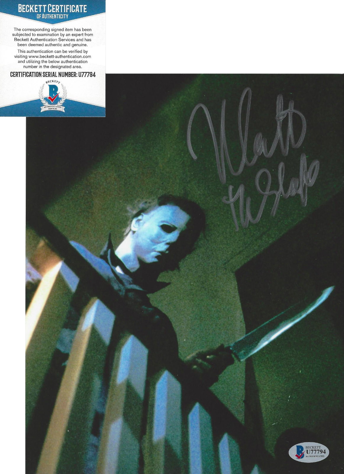 NICK CASTLE SIGNED HALLOWEEN THE SHAPE 8x10 MOVIE Photo Poster painting 6 BECKETT COA BAS PROOF