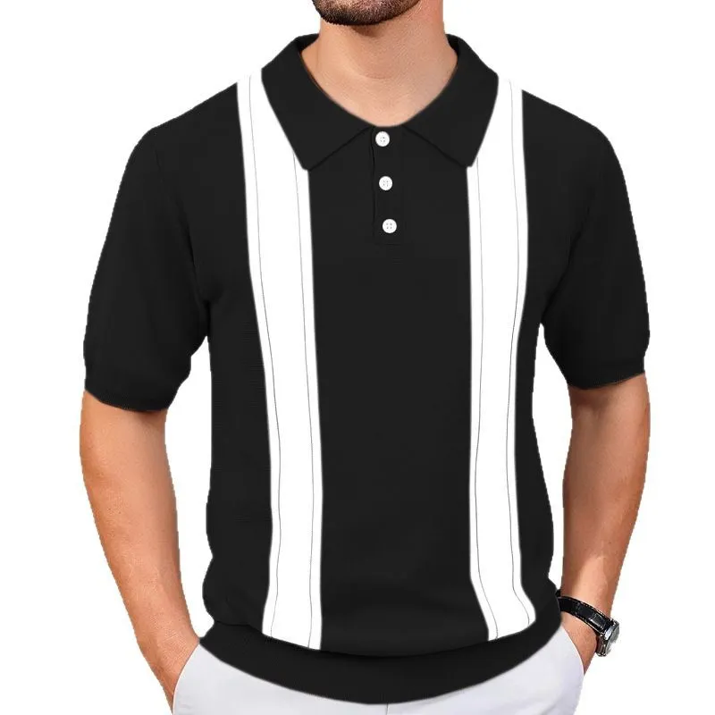 Uveng Uveng Men's Summer New Striped Knits Short Sleeve Business Polo Shirts Men's SY0175
