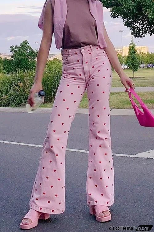 Red Heart Bell Pants