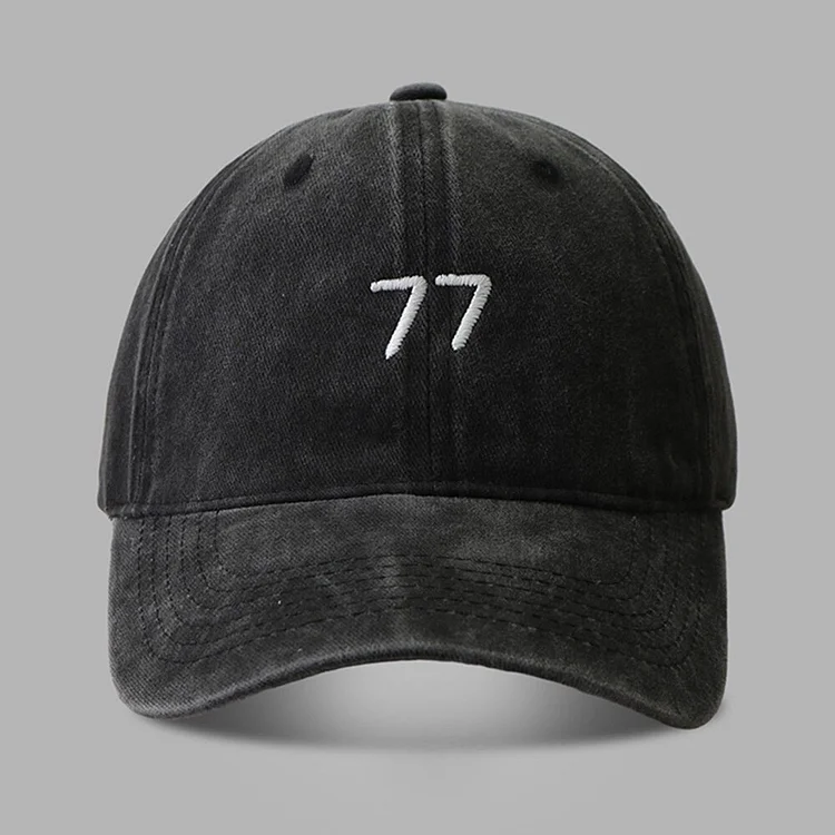77 Letter Soft Top Washed Baseball Cap Women MenEmbroidery Dad Hat Casual Hip Hop Cotton Caps Outdoor Sports Caps