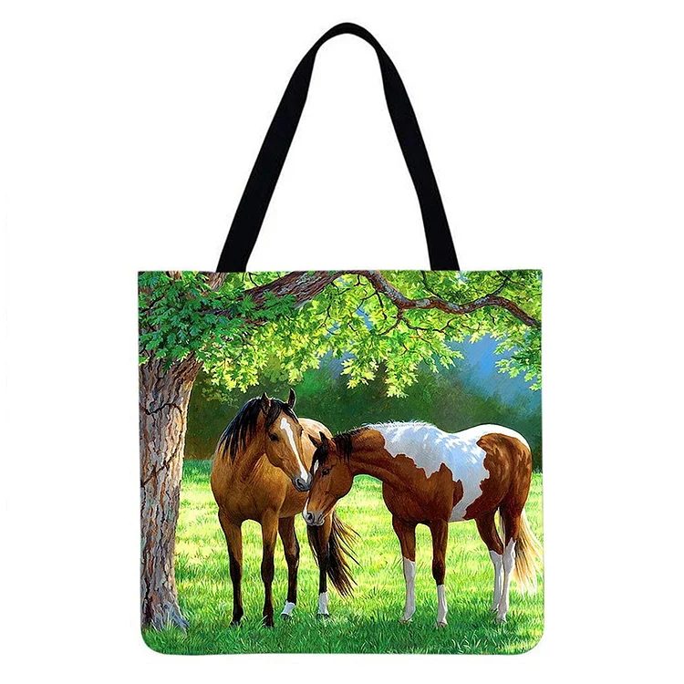Linen Eco-friendly Tote Bag - Horses