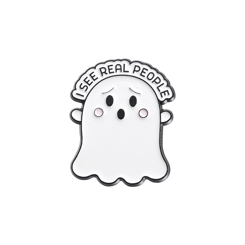 Cartoon Style Funny Cowboy Style Letter Ghost Alloy Stamping Stoving Varnish Plating Unisex Badge Brooches Collar Pin