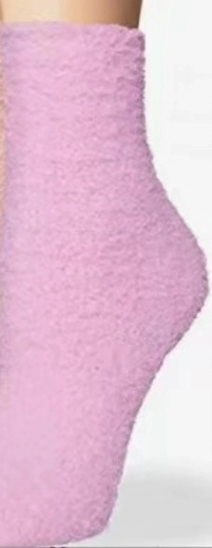 Women Slippers Socks Fluffy Plush Home Sleeping Socks Coral Fleece Socks Candy Color Mid-tube Socks