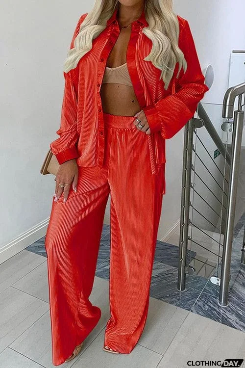 Pleated Oversized Shirt and Trouser Set